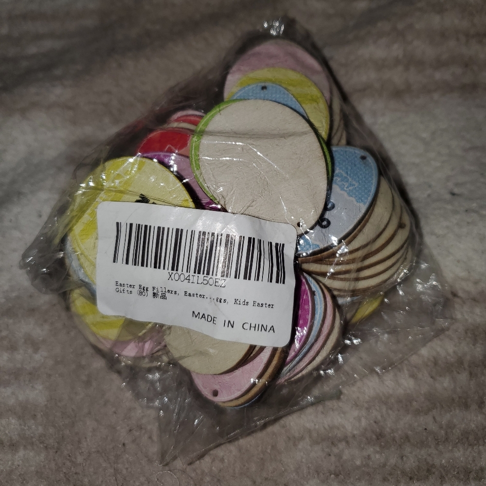 5 for $25 | NIB Happy Easter Wooden Kids Reward Egg Token Basket Fillers